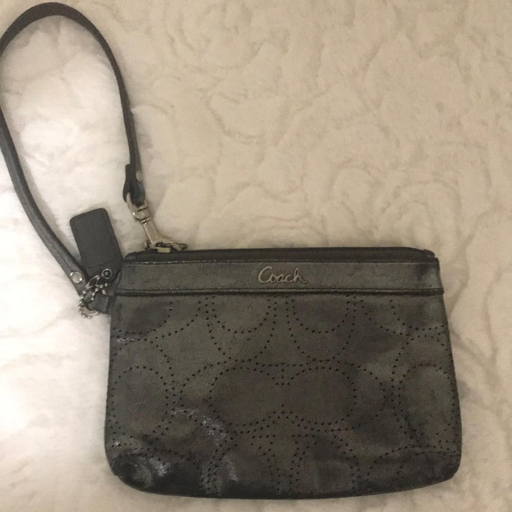 Coach Pewter Monogram wristlet